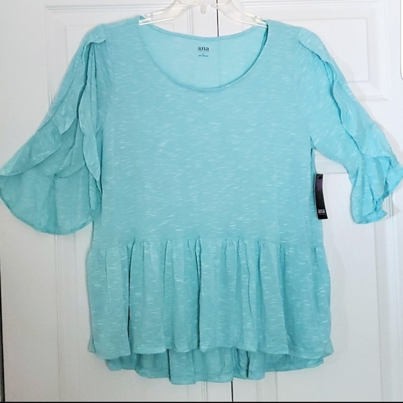 Aqua 3/4 Bell-Sleeve Ruffle Peplum Top- NWT - Picture 1 of 3
